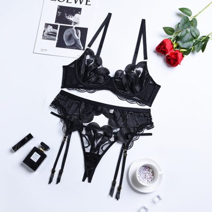 Heart Lace Lingerie Set with Garter Straps - Image 2