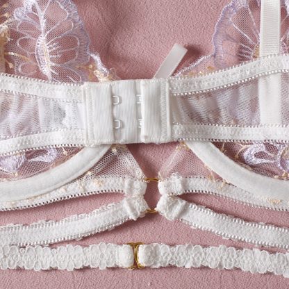 Floral Lace Lingerie Set with Garter Straps and Bow Detail - Image 6
