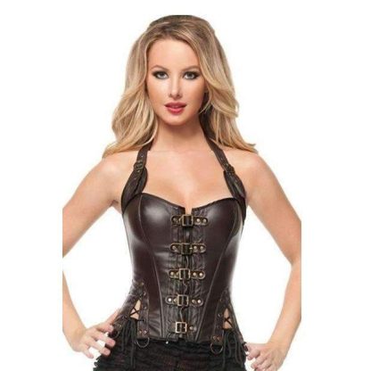 Fetish Faux Leather Corset with Buckle Detailing - Image 5