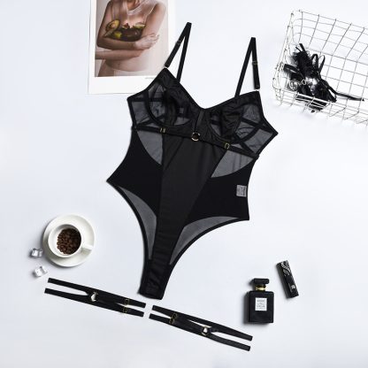 Strappy Mesh Bodysuit with Bold Harness Detailing - Image 3