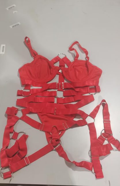 Strappy Lingerie Set with Gold Ring Details - Image 5