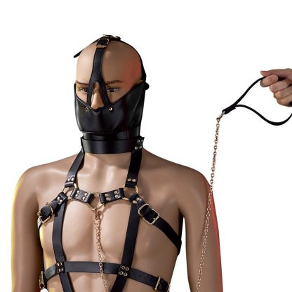 Leather Body Harness for Men with Chain - BDSM Erotic Fashion Accessory - Image 3