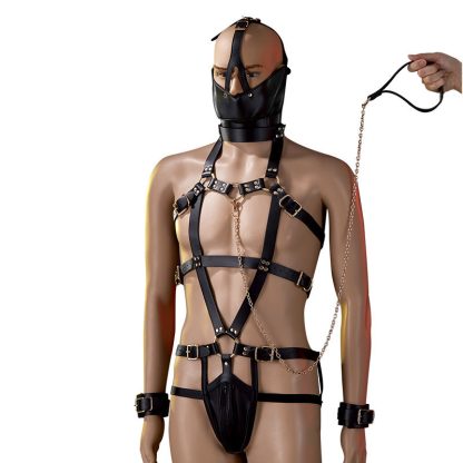 Leather Body Harness for Men with Chain - BDSM Erotic Fashion Accessory - Image 6