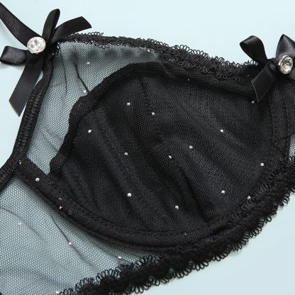 Lace Lingerie Set with Diamond Choker and Garter Belt - Image 4