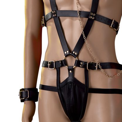 Leather Body Harness for Men with Chain - BDSM Erotic Fashion Accessory - Image 5